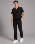 Men's Scrub Set - V-Neck Top & Cargo Straight Leg Pant Lightweight Soft Fabric