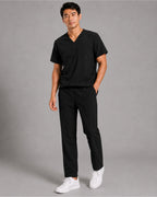 Men's Scrub Set - V-Neck Top & Cargo Straight Leg Pant Lightweight Soft Fabric