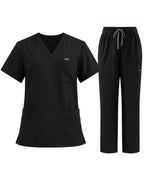 Women's Scrub Set - V-Neck Top & Cargo Straight Leg Pant Lightweight Soft Fabric - LSScrubs