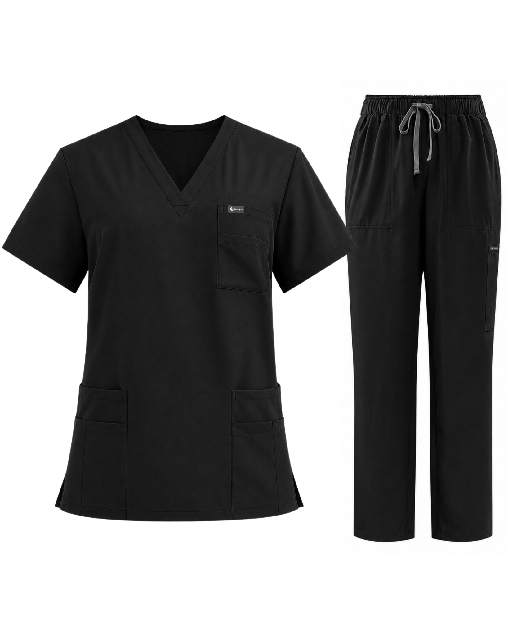 Women's Scrub Set - V-Neck Top & Cargo Straight Leg Pant Lightweight Soft Fabric - LSScrubs