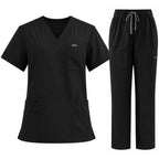 Women's Scrub Set - V-Neck Top & Cargo Straight Leg Pant Lightweight Soft Fabric - LSScrubs