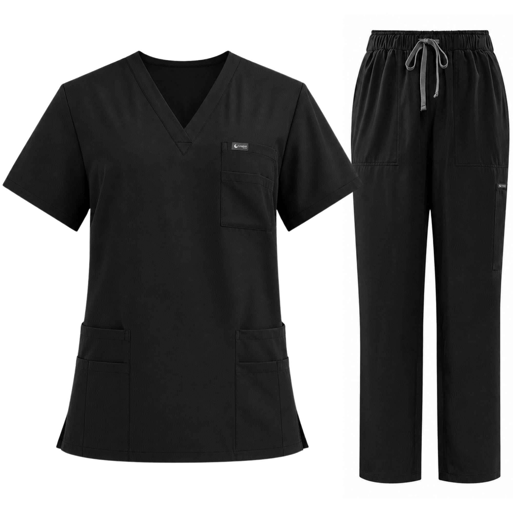 Women's Scrub Set - V-Neck Top & Cargo Straight Leg Pant Lightweight Soft Fabric - LSScrubs