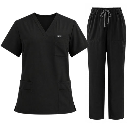 Women's Scrub Set - V-Neck Top & Cargo Straight Leg Pant Lightweight Soft Fabric - LSScrubs