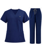 Women's Scrub Set - V-Neck Top & Cargo Straight Leg Pant Lightweight Soft Fabric - LSScrubs
