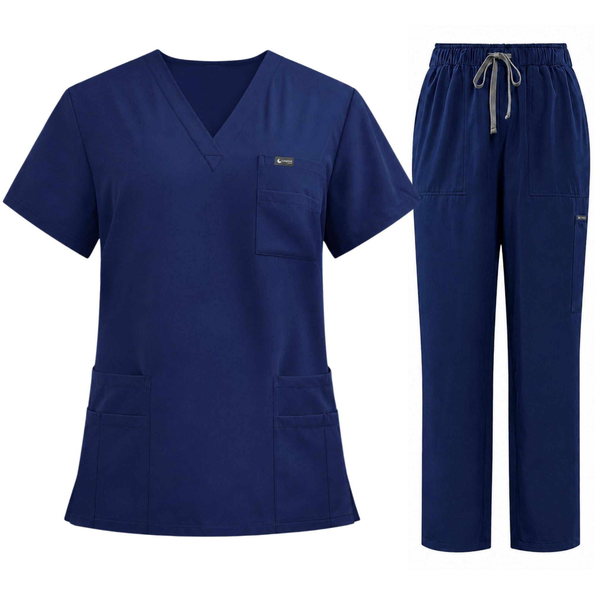 Women's Scrub Set - V-Neck Top & Cargo Straight Leg Pant Lightweight Soft Fabric - LSScrubs