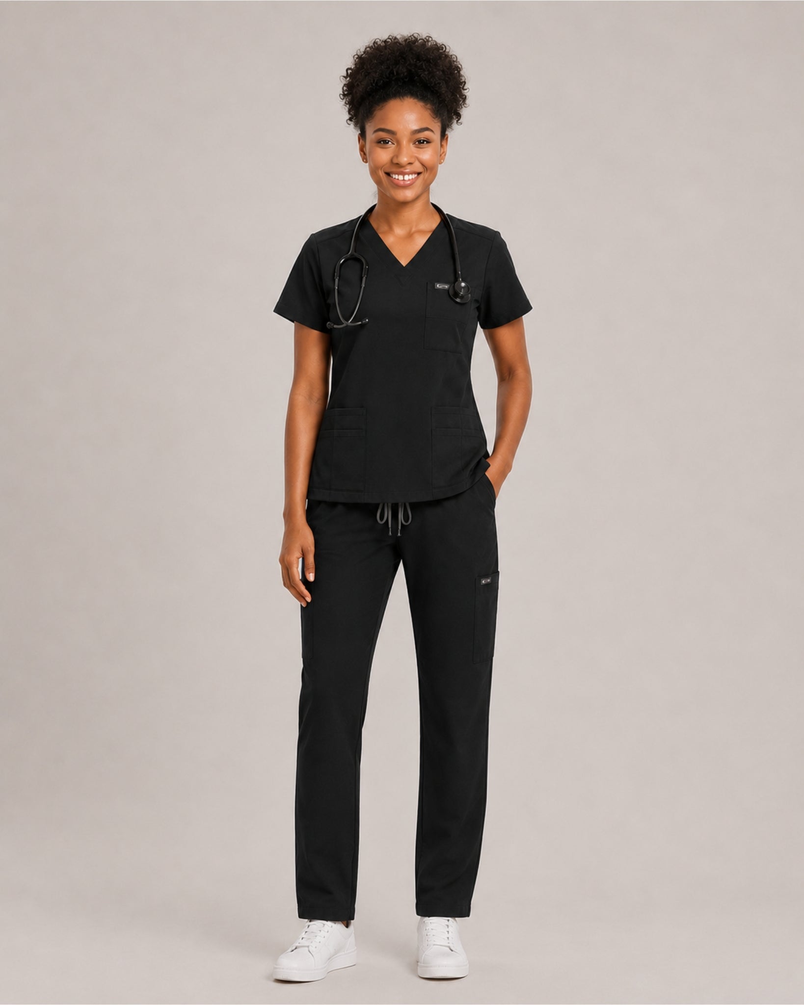 Women's Scrub Set - V-Neck Top & Cargo Straight Leg Pant Lightweight Soft Fabric - LSScrubs