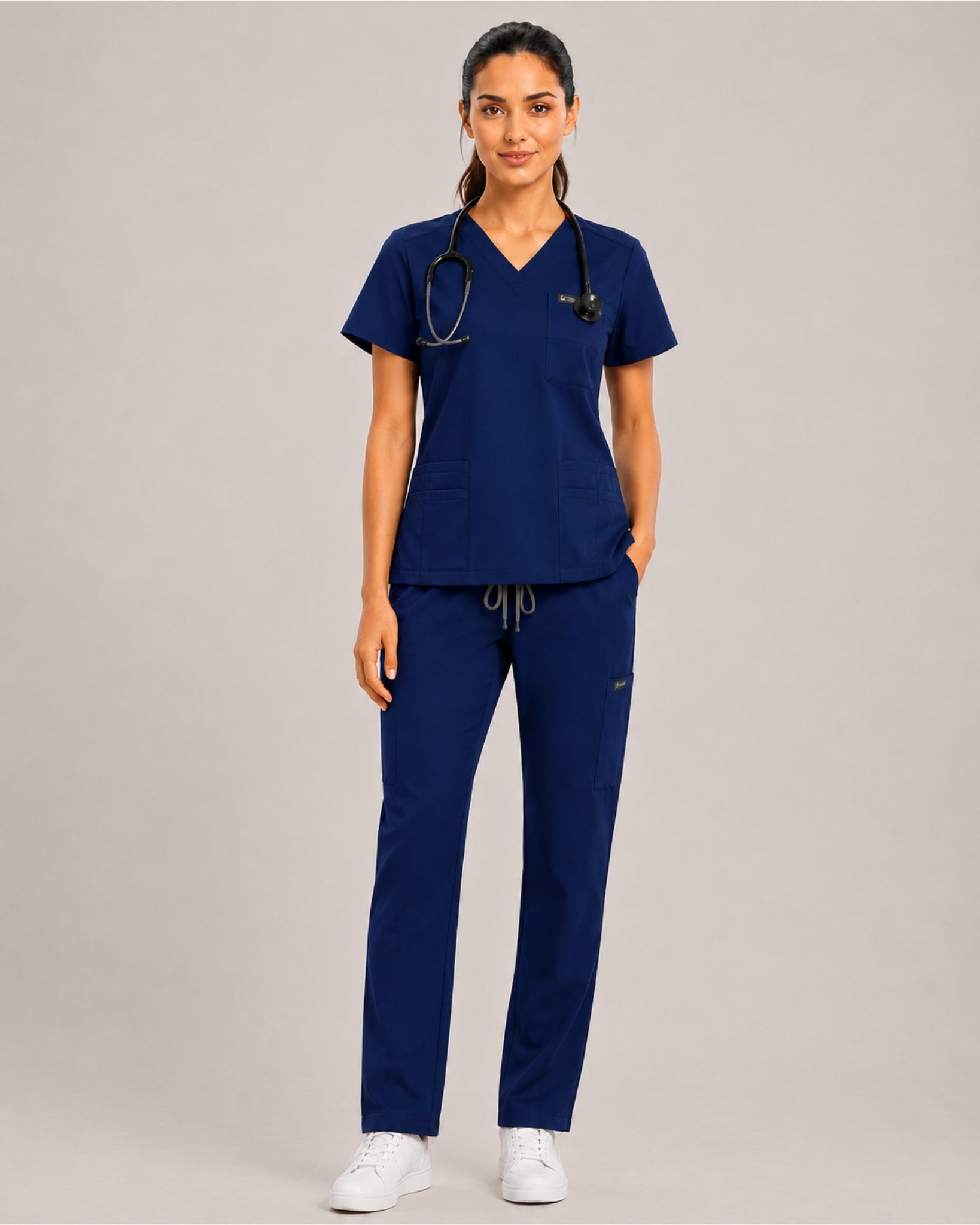 Women's Scrub Set - V-Neck Top & Cargo Straight Leg Pant Lightweight Soft Fabric - LSScrubs