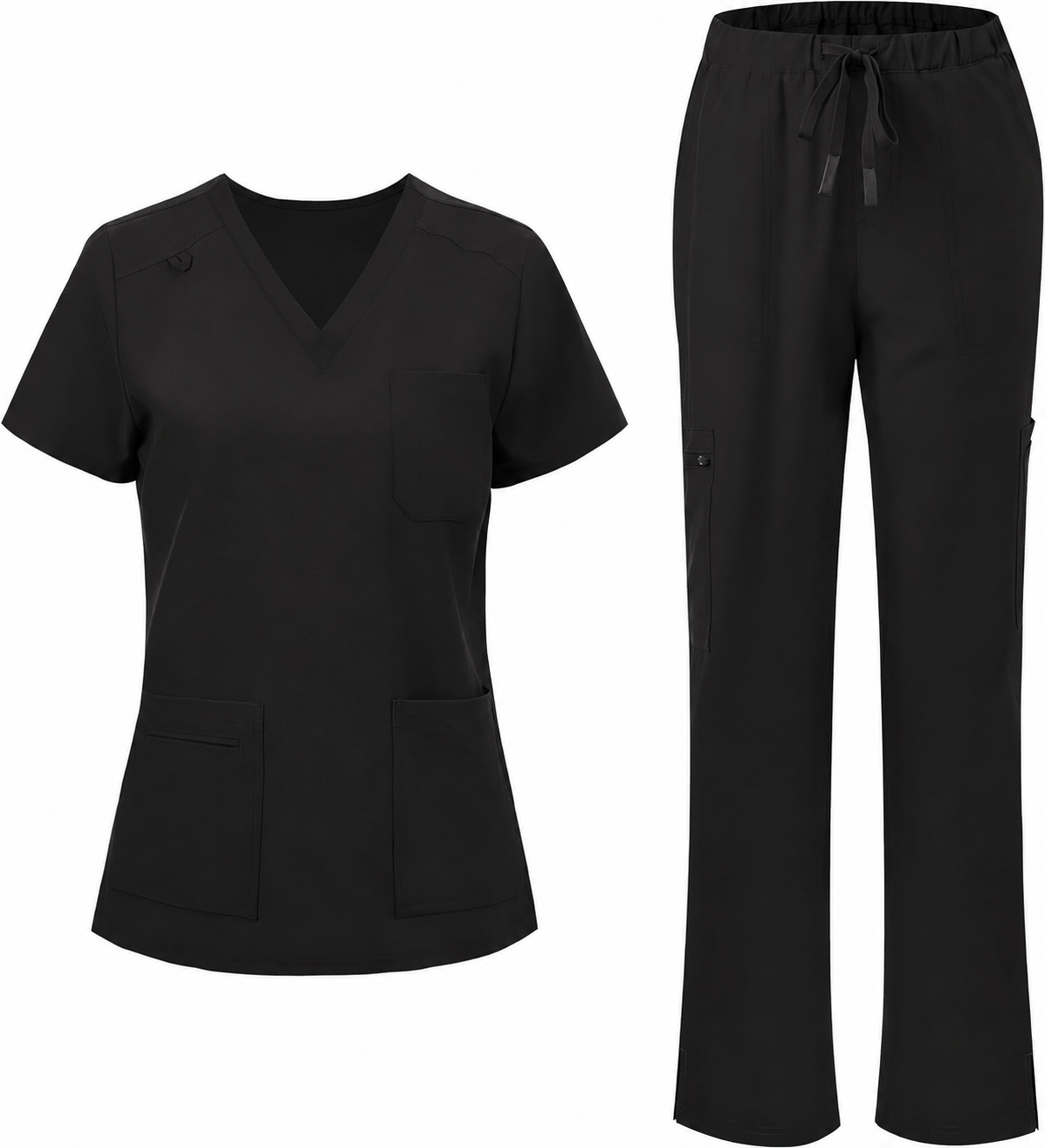 Women's Scrubs Set - V-Neck Top & Cargo Pants with 12 Pockets