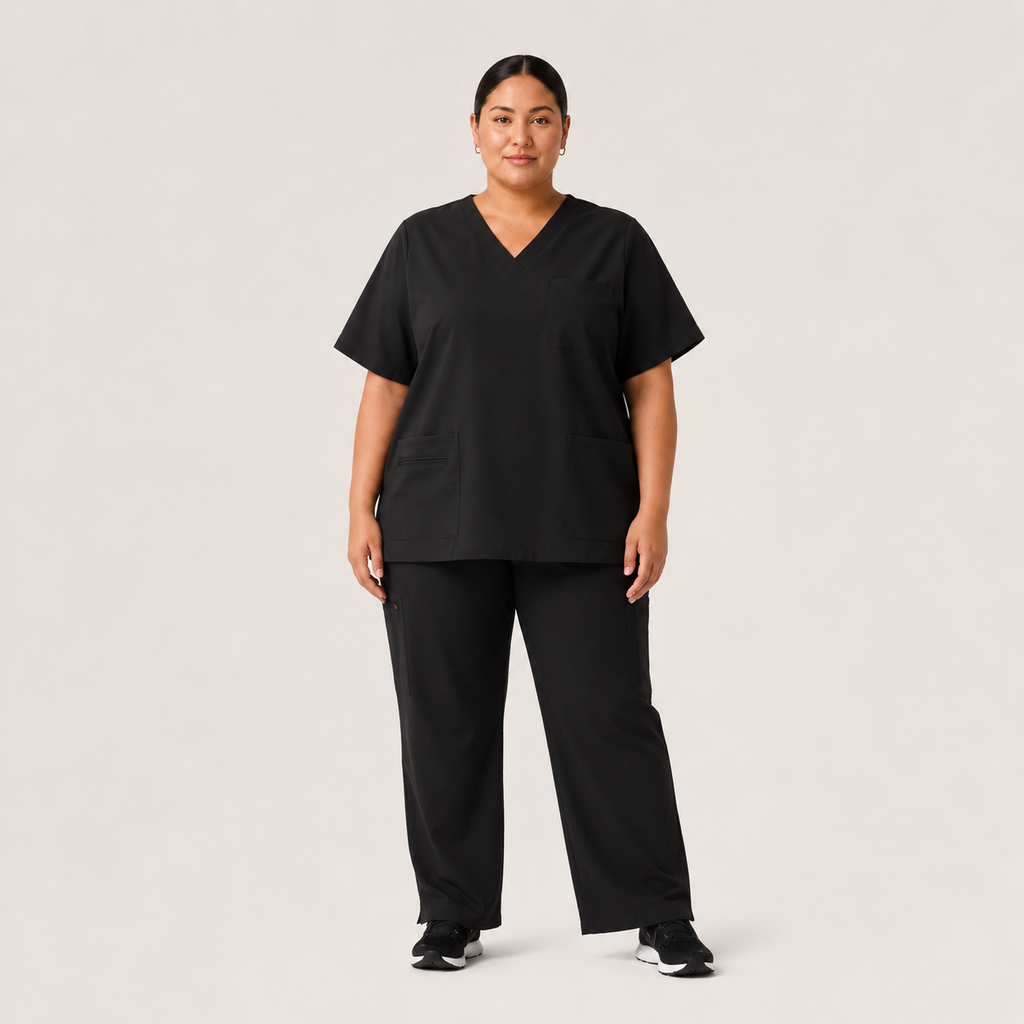 Women's Scrubs Set - V-Neck Top & Cargo Pants with 12 Pockets