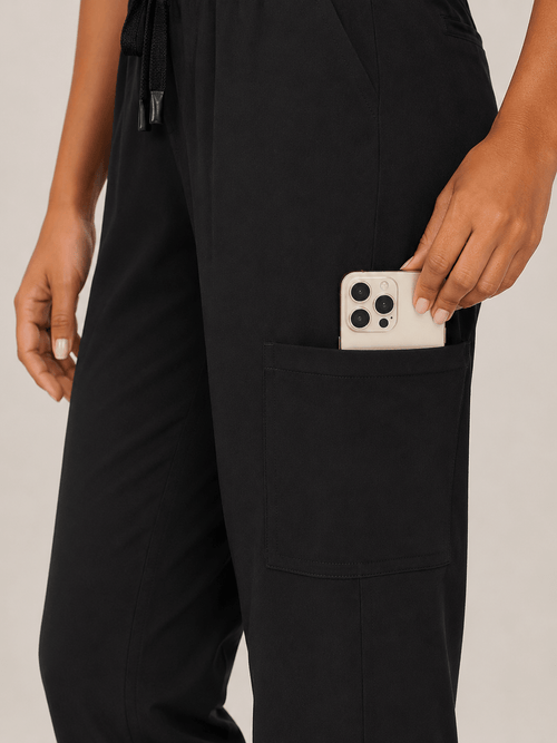 Women's Stretch Cargo Scrub Pant – 8 Pockets, Drawstring Waist Long Shift VelaFlex - LSScrubs