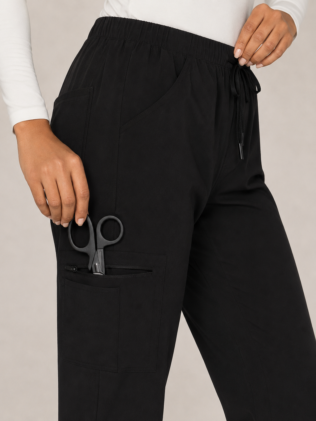 Women's Scrubs Set - V-Neck Top & Cargo Pants with 12 Pockets