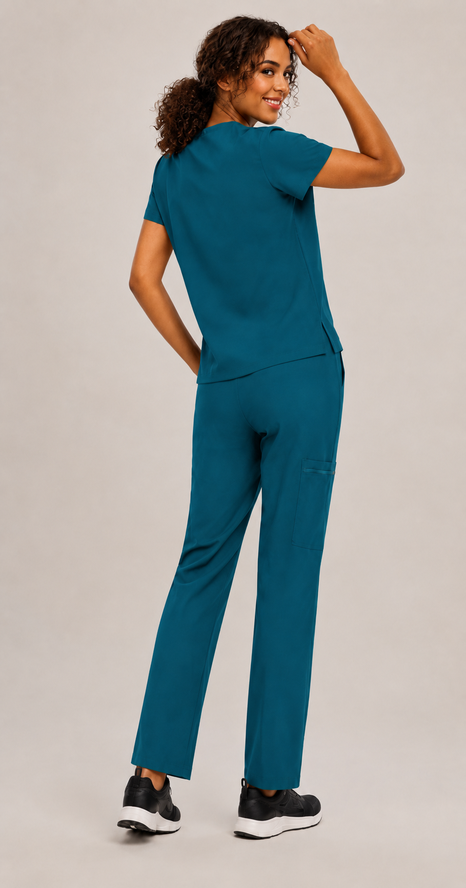 Women's Scrubs Set - V-Neck Top & Cargo Pants with 12 Pockets