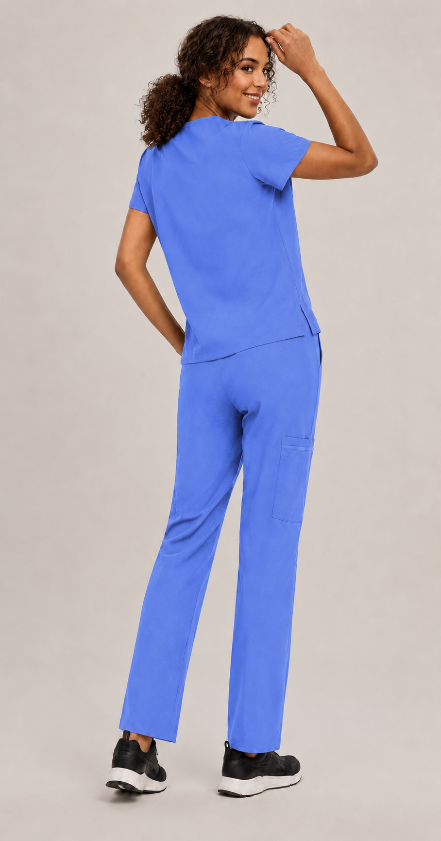 Women's Scrubs Set - V-Neck Top & Cargo Pants with 12 Pockets