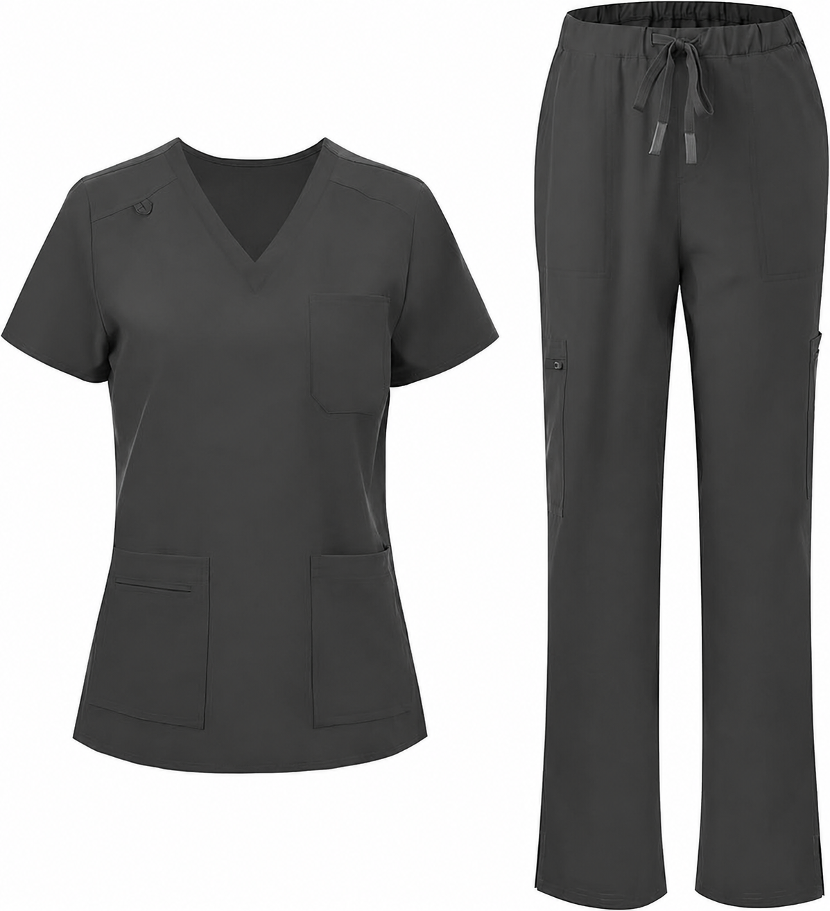 Women's Scrubs Set - V-Neck Top & Cargo Pants with 12 Pockets