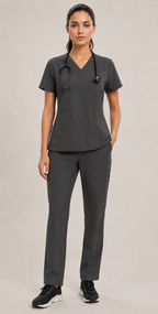 Women's Scrubs Set - V-Neck Top & Cargo Pants with 12 Pockets
