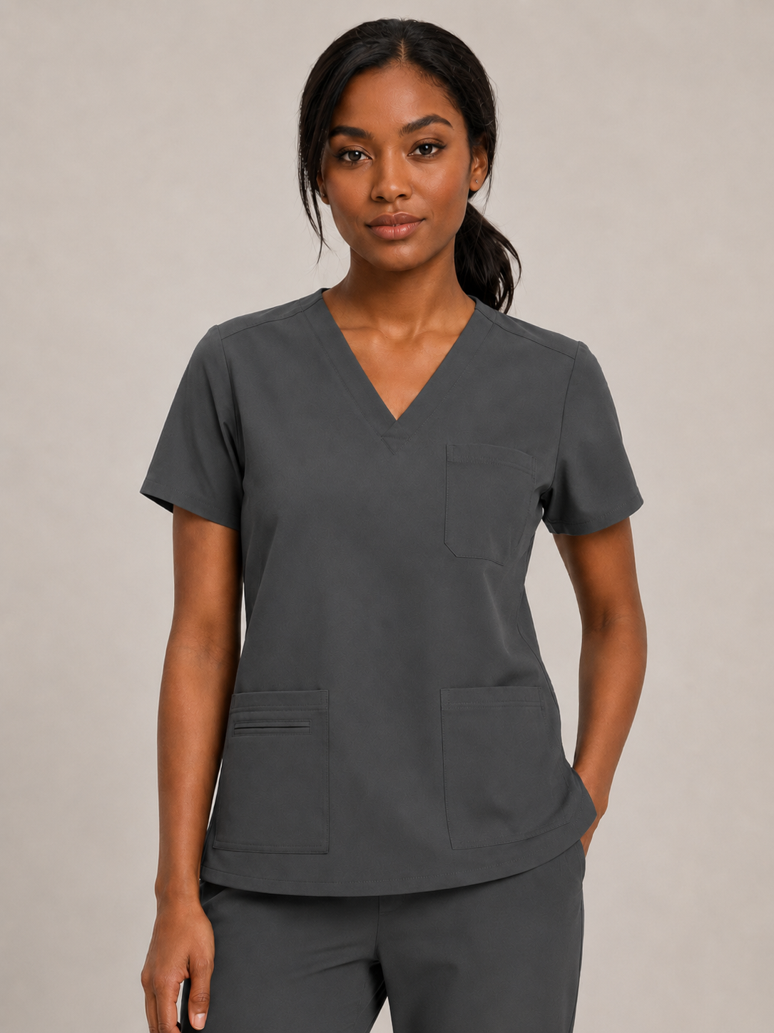 Women's Scrubs Set - V-Neck Top & Cargo Pants with 12 Pockets