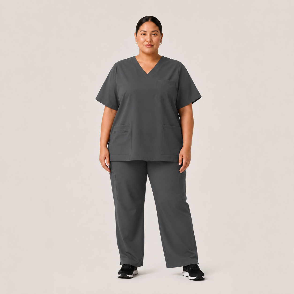 Women's Scrubs Set - V-Neck Top & Cargo Pants with 12 Pockets