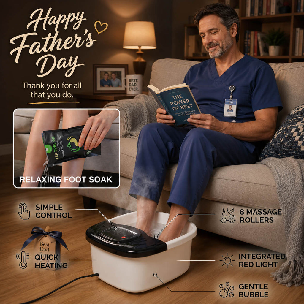Foot Spa Bath Massager with Heat, Bubbles, Red Light & 8 Massage Rollers — Perfect Father's Day Gift