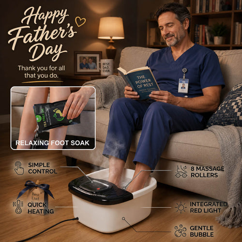 Foot Spa Bath Massager with Heat, Bubbles, Red Light & 8 Massage Rollers — Perfect Father's Day Gift