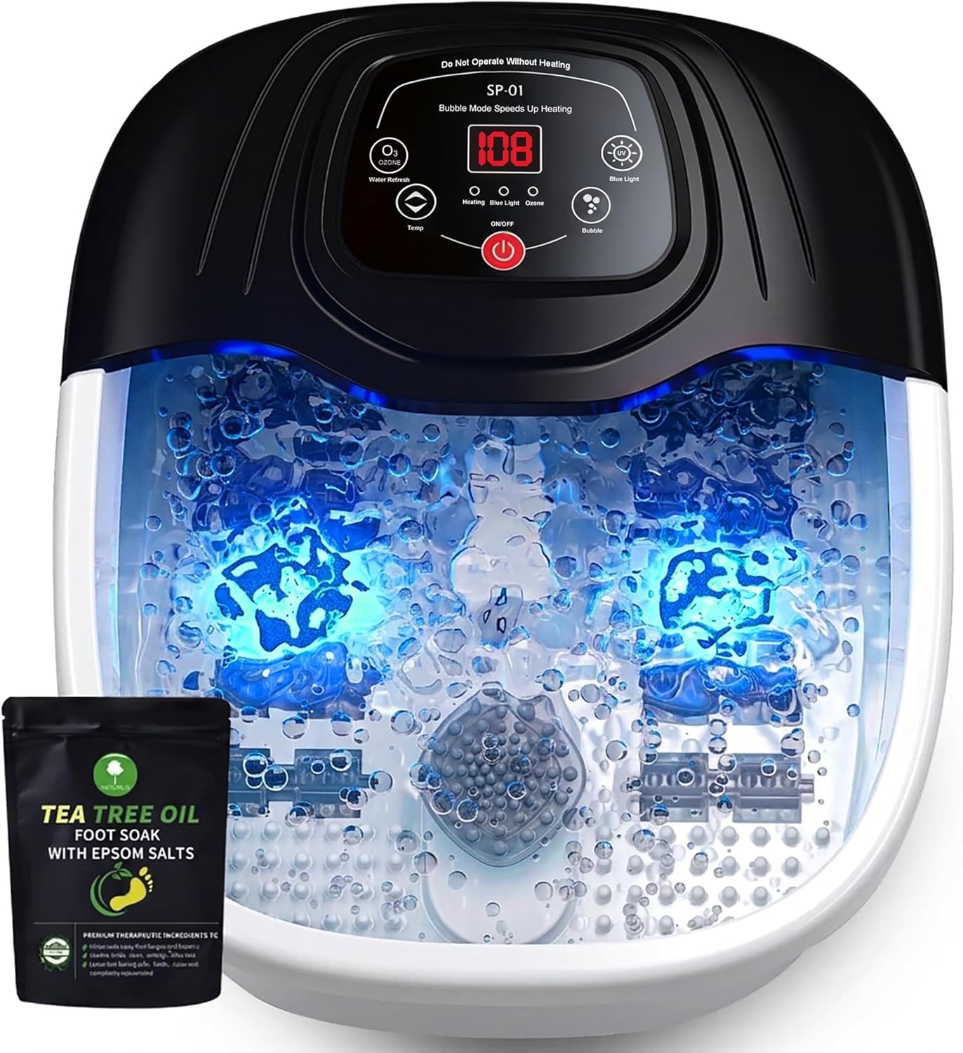 Foot Spa Bath Massager with Heat, Bubbles, Red Light & 8 Massage Rollers — Perfect Father's Day Gift