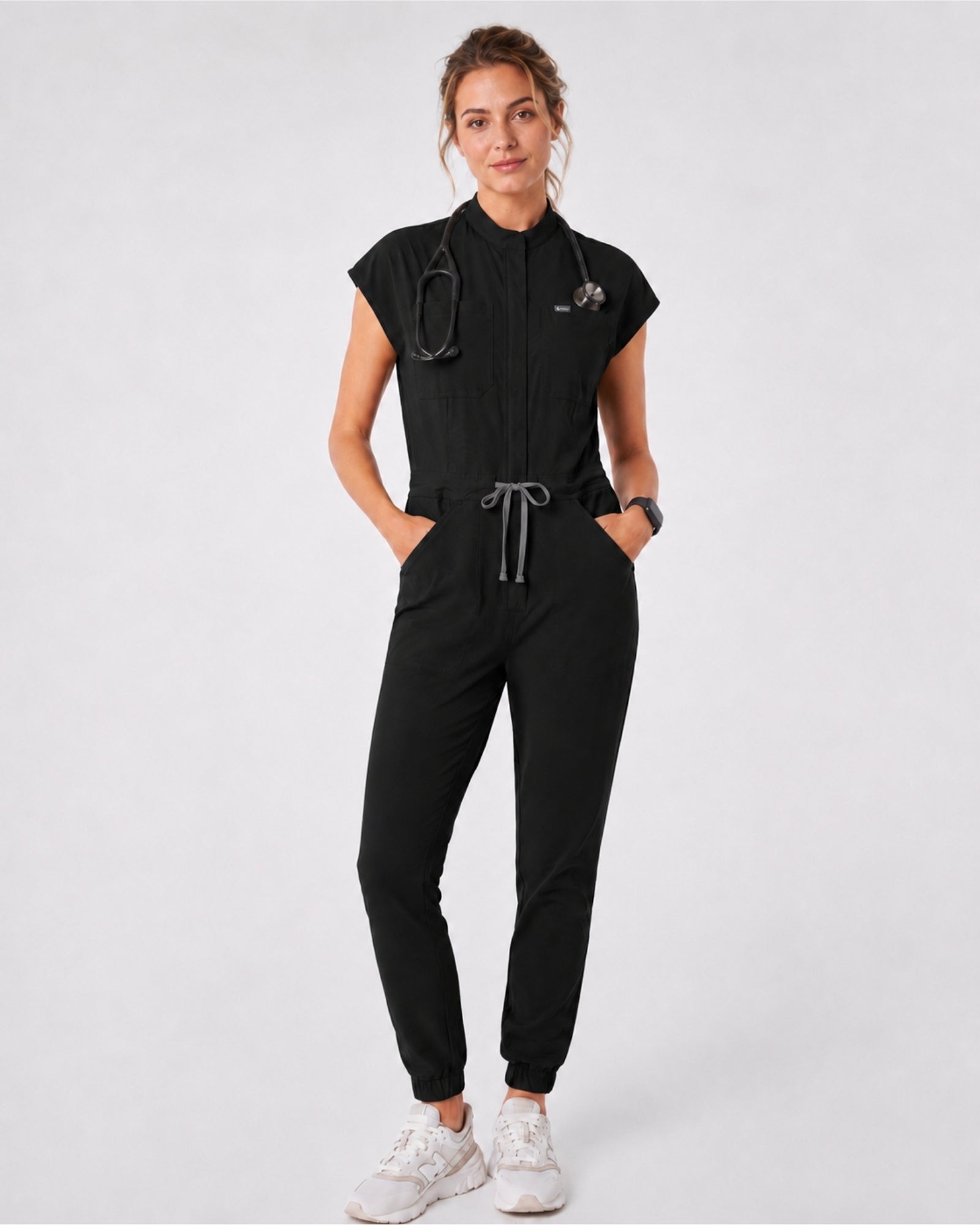Women's Scrub Jumpsuit – CloudFlex™ Stretch, 9 Pockets, Zip Front & Jogger Cuffs - Long Shift Scrubs