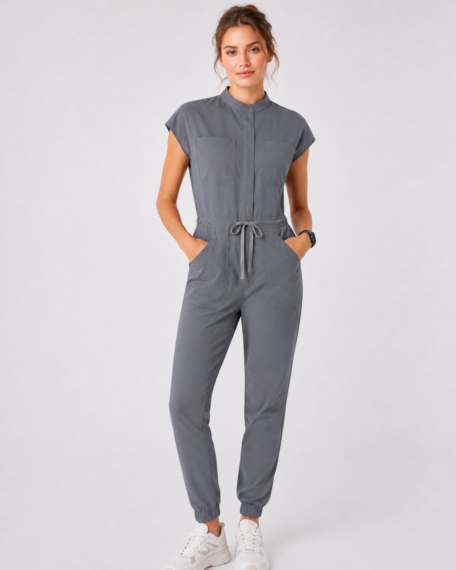 Women's Scrub Jumpsuit – CloudFlex™ Stretch, 9 Pockets, Zip Front & Jogger Cuffs - Long Shift Scrubs
