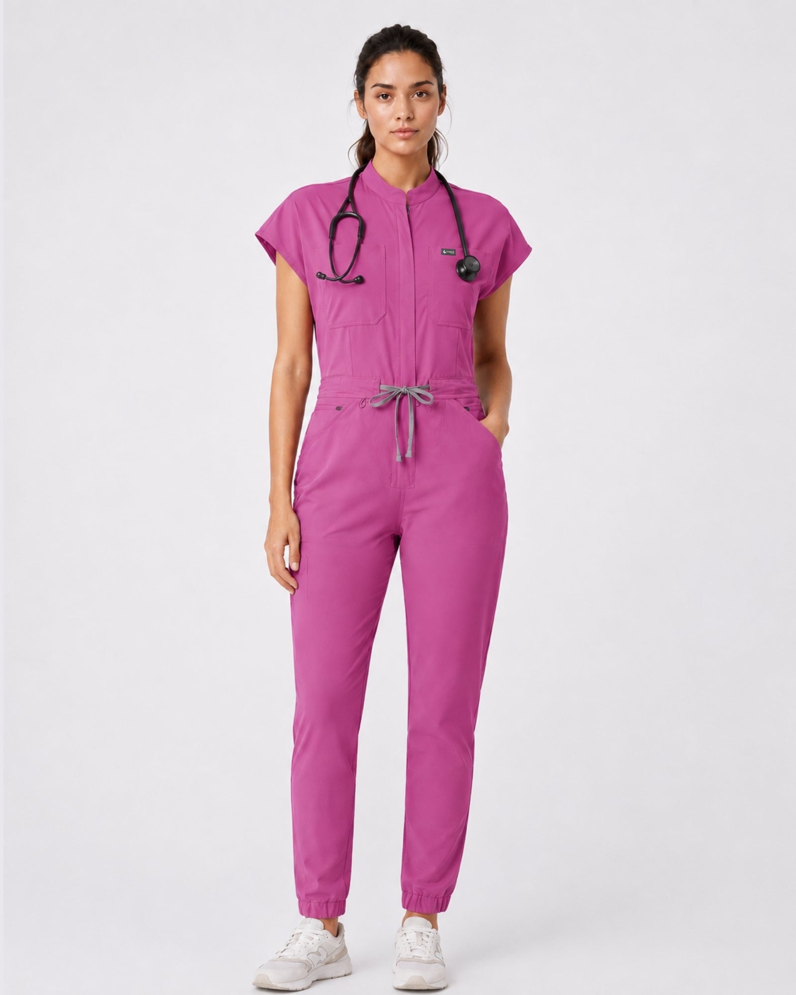 Women's Scrub Jumpsuit – CloudFlex™ Stretch, 9 Pockets, Zip Front & Jogger Cuffs