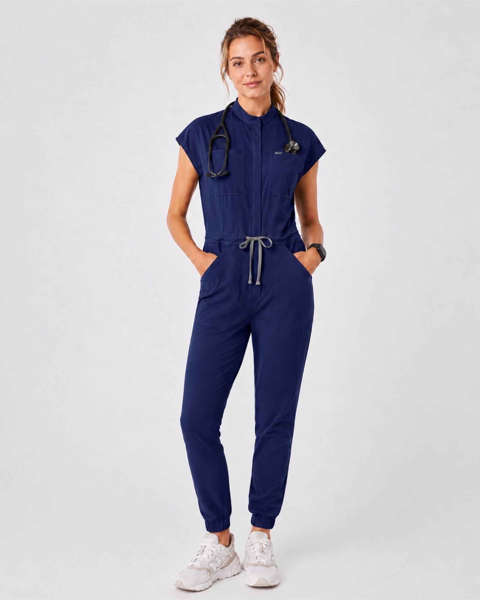 Women's Scrub Jumpsuit – CloudFlex™ Stretch, 9 Pockets, Zip Front & Jogger Cuffs - Long Shift Scrubs