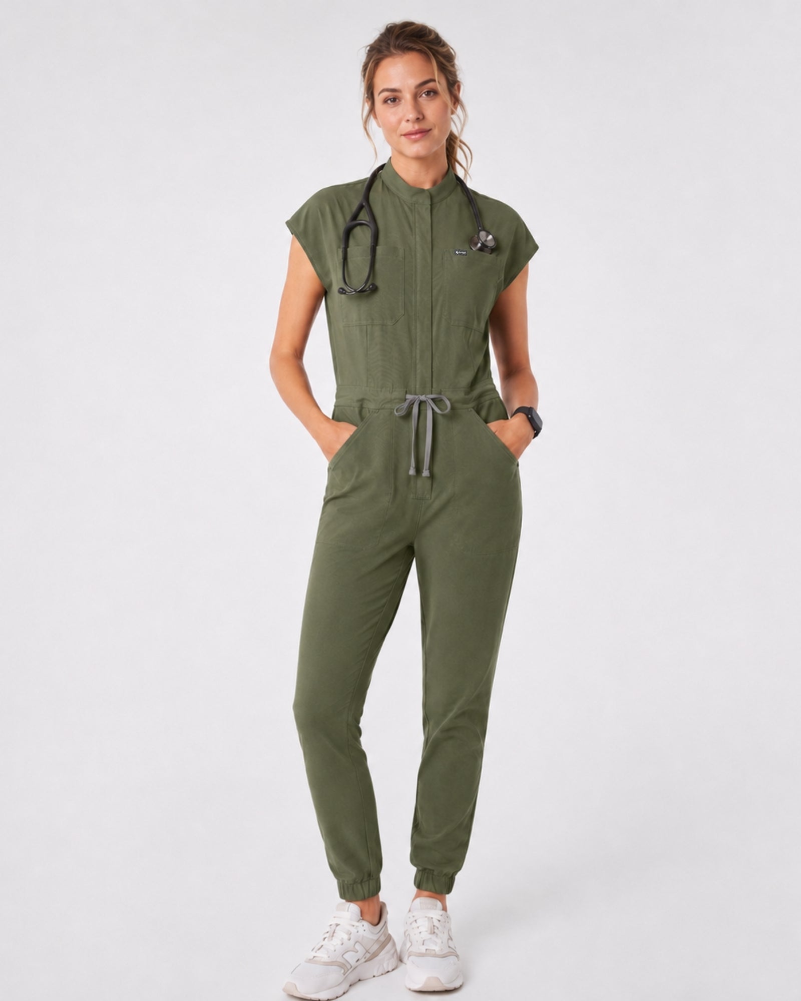 Women's Scrub Jumpsuit – CloudFlex™ Stretch, 9 Pockets, Zip Front & Jogger Cuffs - Long Shift Scrubs