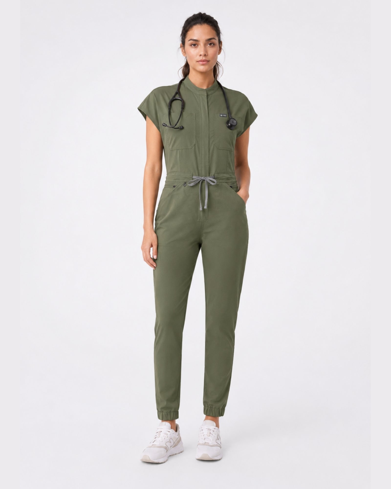 Women's Scrub Jumpsuit – CloudFlex™ Stretch, 9 Pockets, Zip Front & Jogger Cuffs - Long Shift Scrubs