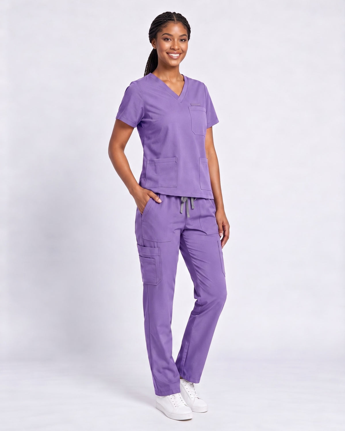 V-Neck Straight Leg Scrub Set