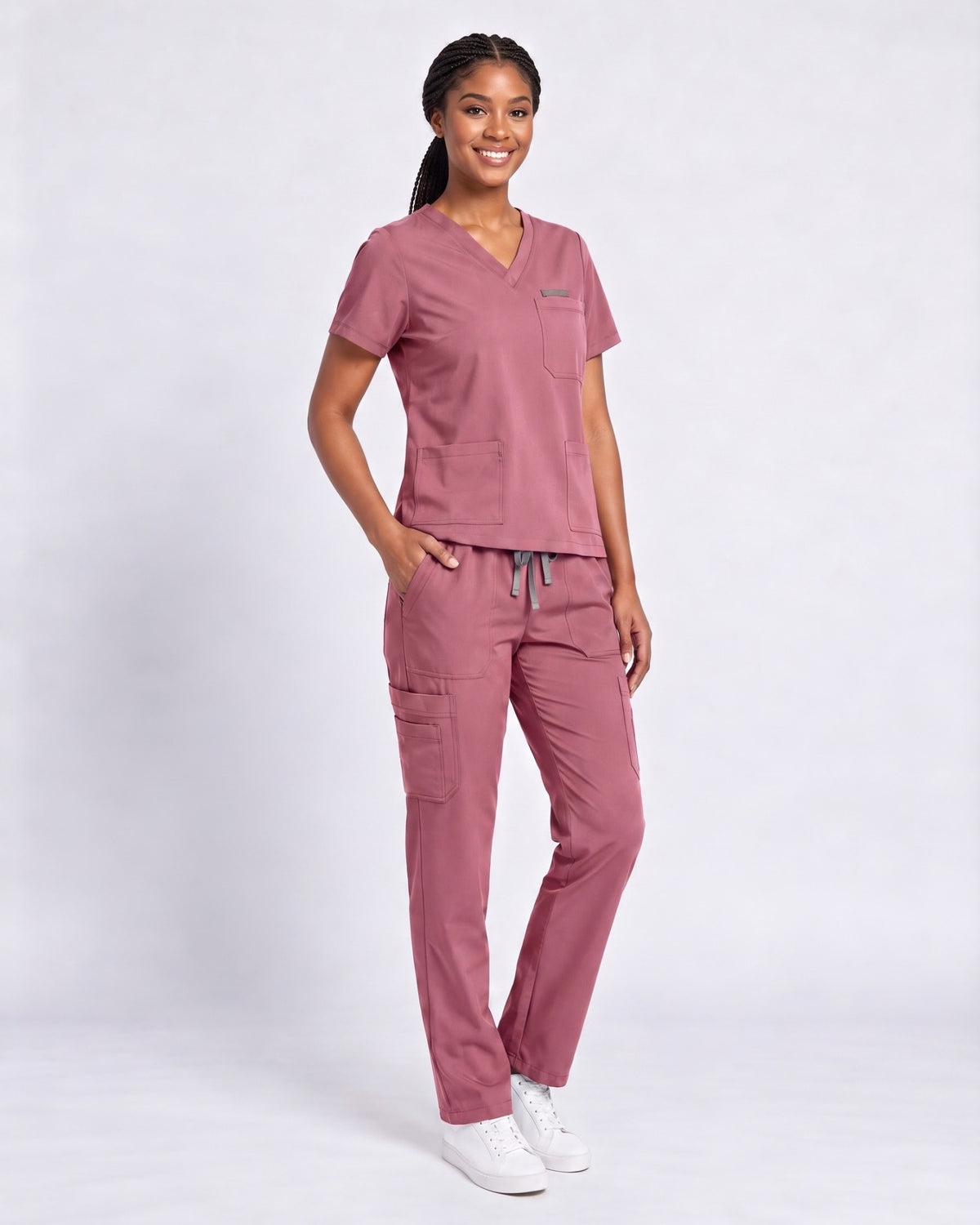 V-Neck Straight Leg Scrub Set