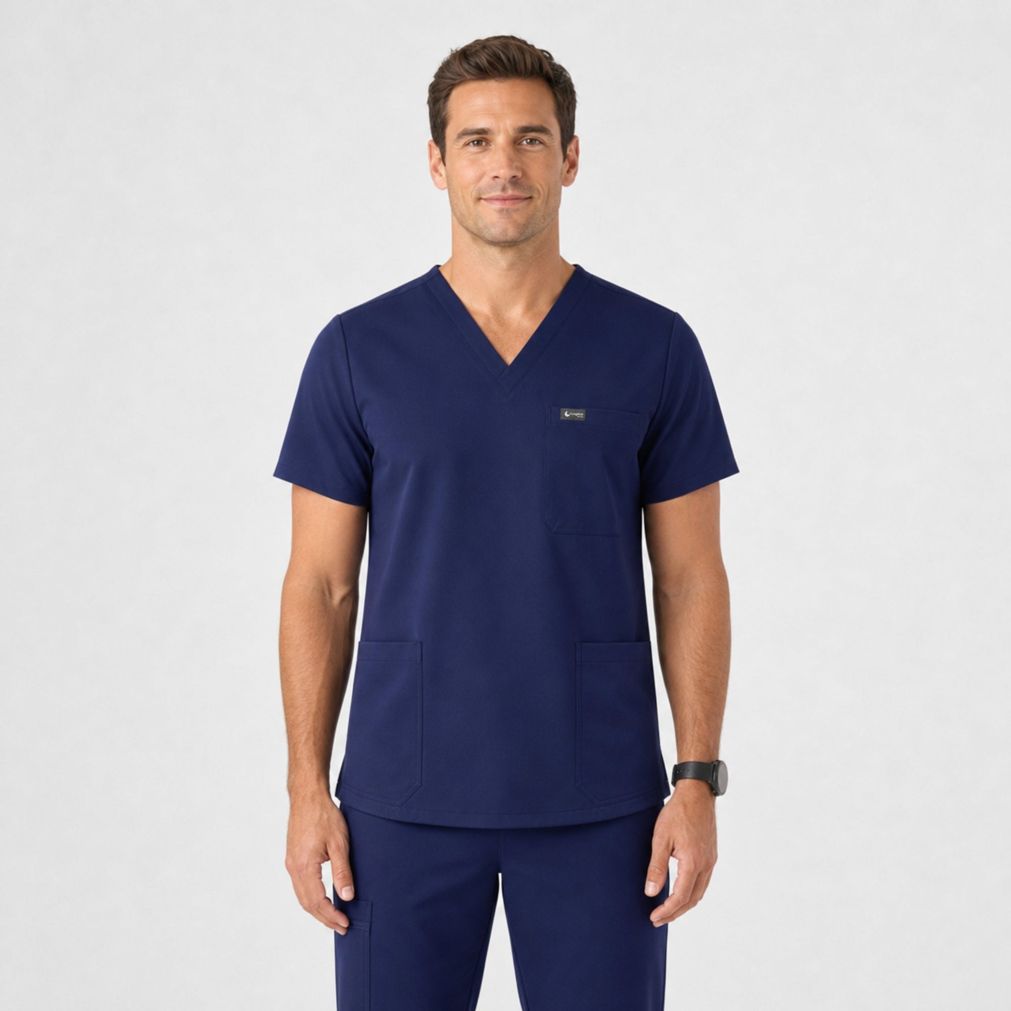 Men's VantaFlex™ Scrub Set Classic V-Neck Top + Straight-Leg Pant - Long Shift Scrubs