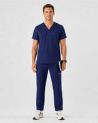 Men's VantaFlex™ Scrub Set Classic V-Neck Top + Straight-Leg Pant - Long Shift Scrubs