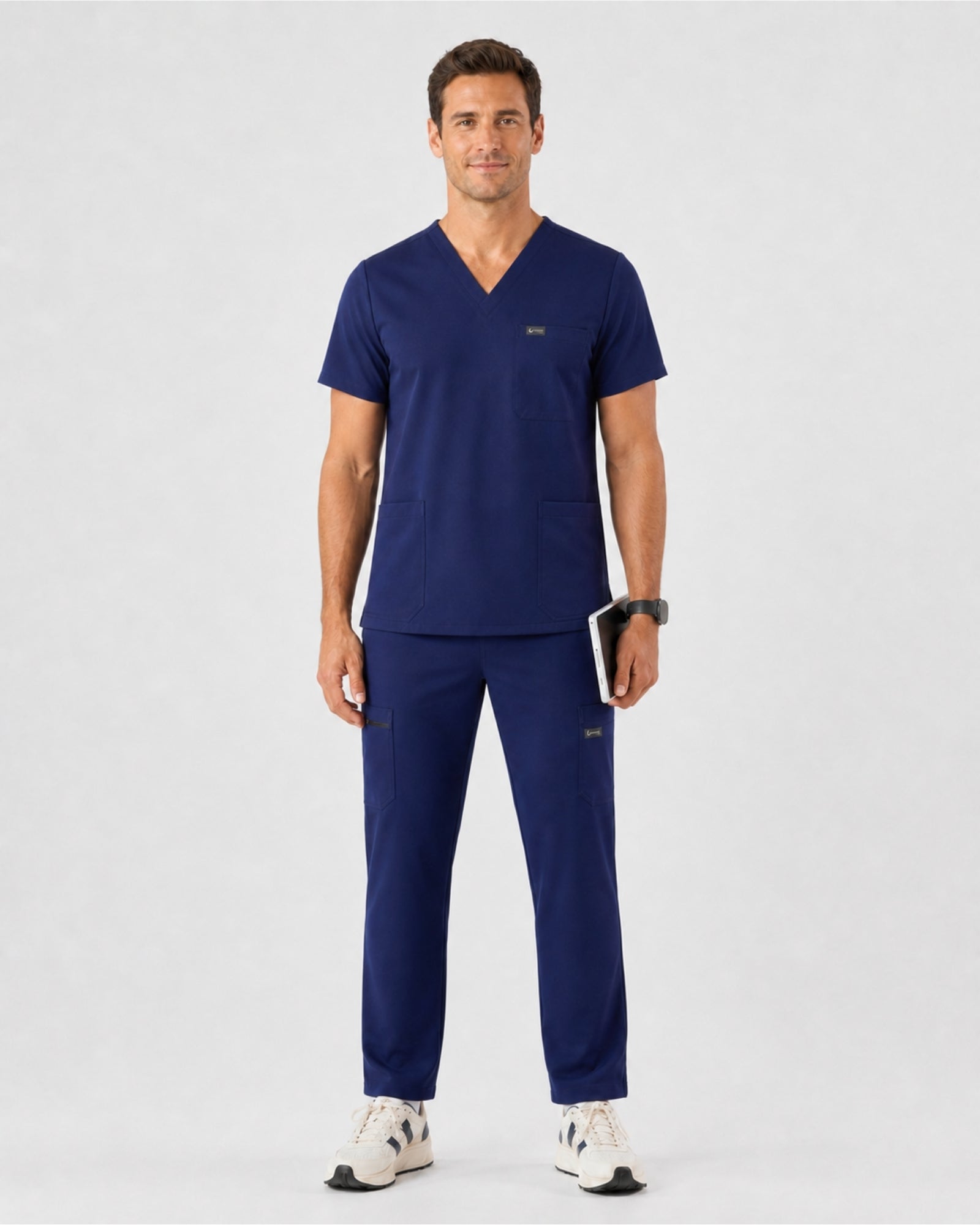 Men's VantaFlex™ Scrub Set Classic V-Neck Top + Straight-Leg Pant - Long Shift Scrubs