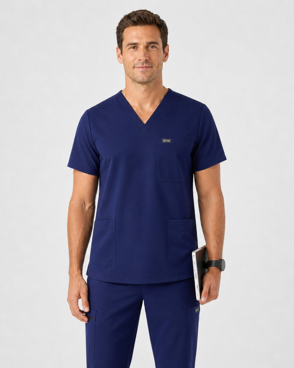 Men's VantaFlex™ Scrub Set Classic V-Neck Top + Straight-Leg Pant - Long Shift Scrubs