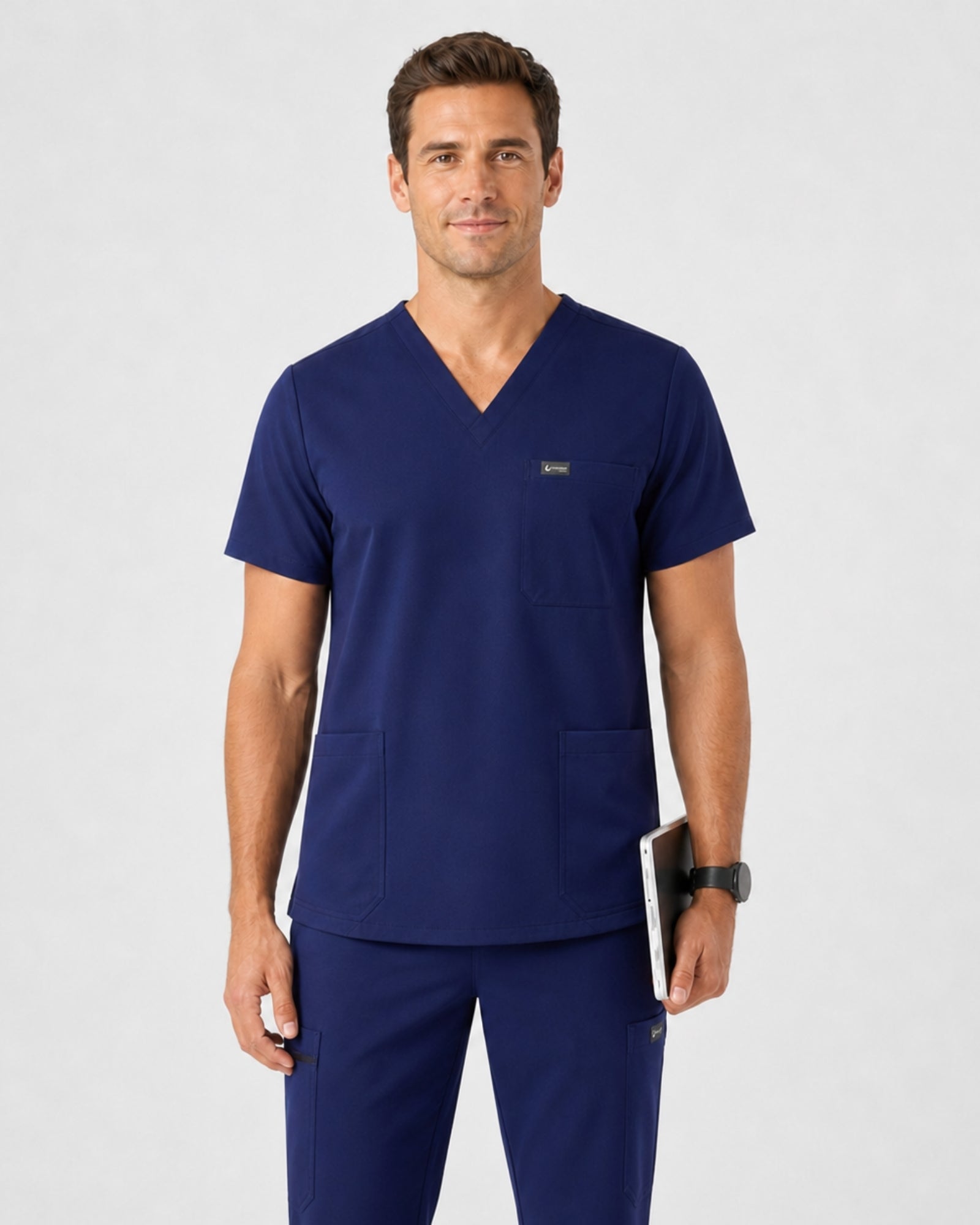 Men's VantaFlex™ Scrub Set Classic V-Neck Top + Straight-Leg Pant - Long Shift Scrubs
