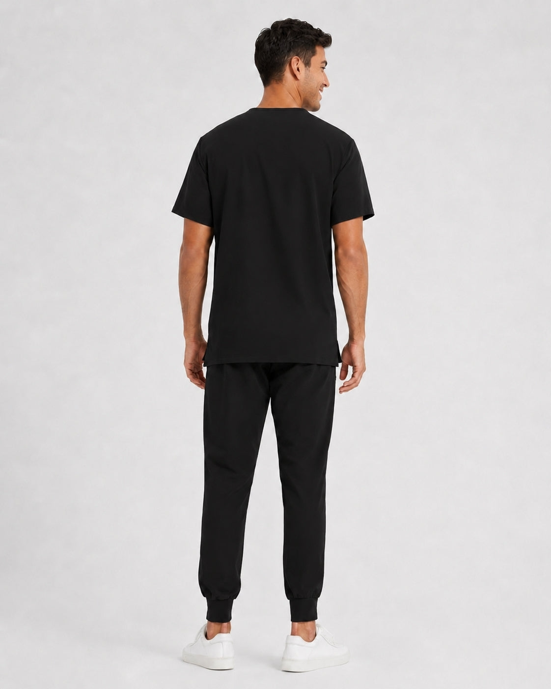 Men's V-Neck Scrubs Set – Stretch Jogger Pant, 8 Pockets, Yoga Waistband | Regular & Tall