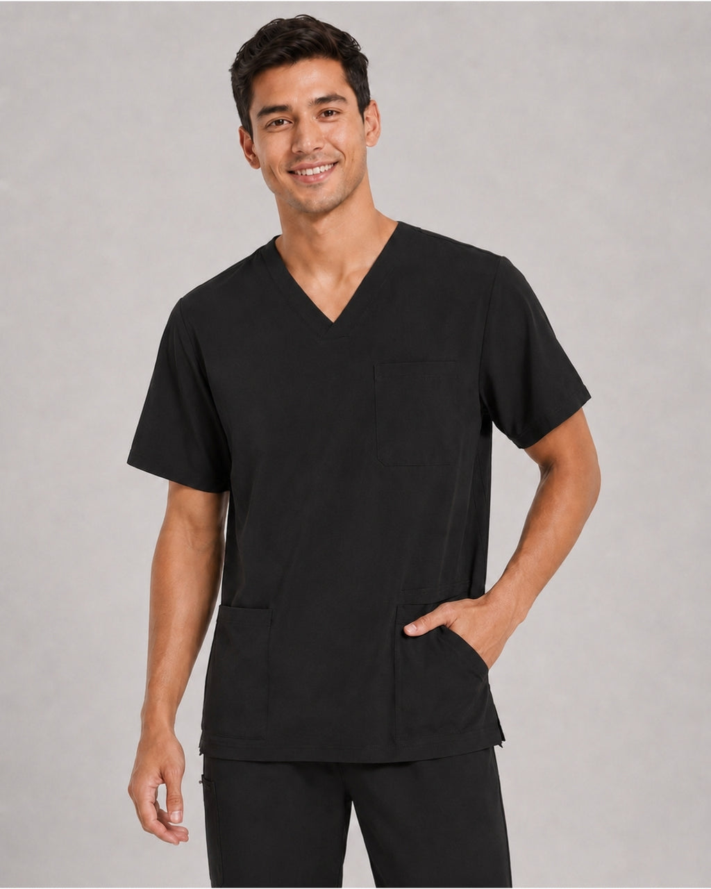 Men's V-Neck Scrubs Set – Stretch Jogger Pant, 8 Pockets, Yoga Waistband | Regular & Tall