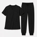 Men's V-Neck Scrubs Set – Stretch Jogger Pant, 8 Pockets, Yoga Waistband | Regular & Tall