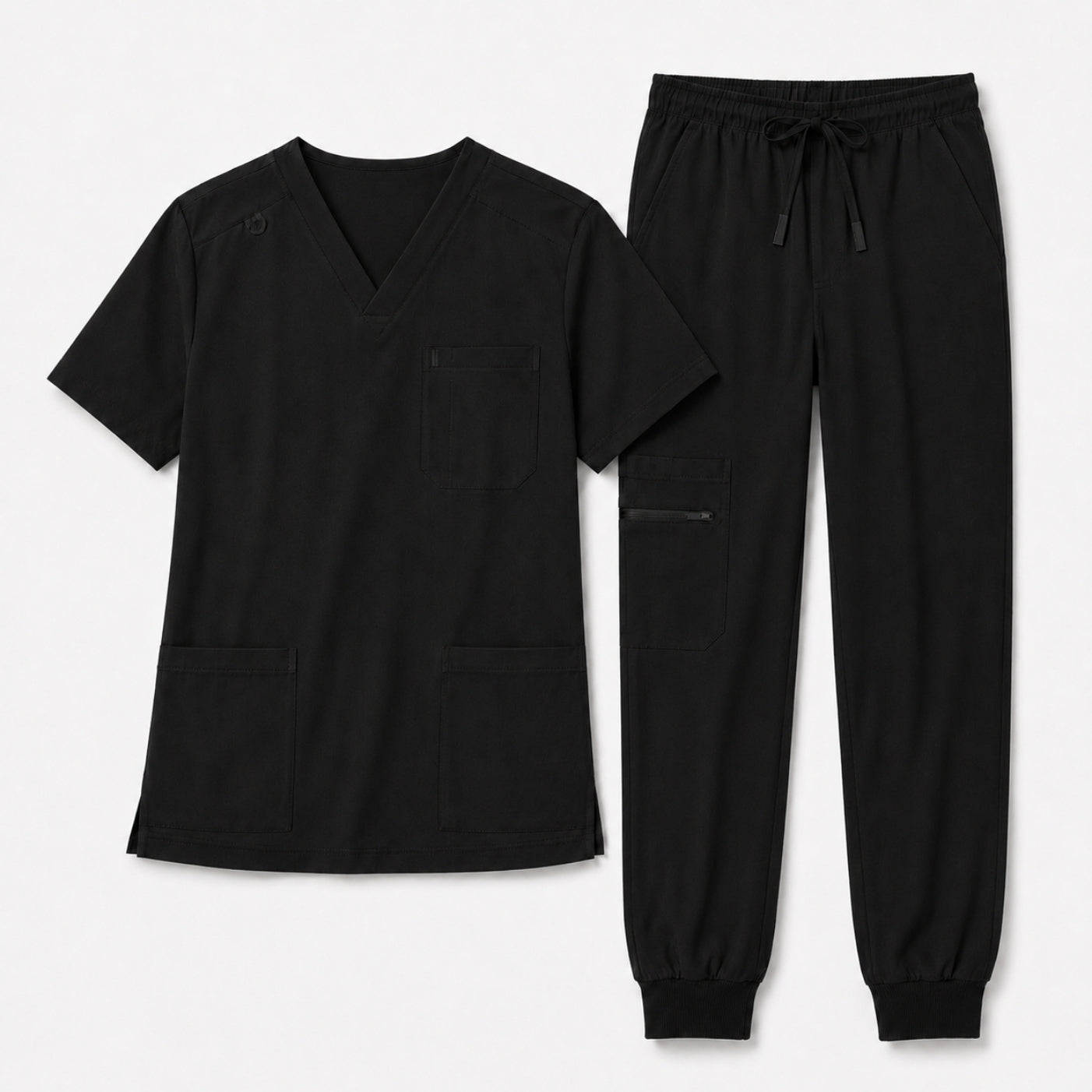 Men's V-Neck Scrubs Set – Stretch Jogger Pant, 8 Pockets, Yoga Waistband | Regular & Tall