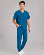 Men's V-Neck Scrubs Set – Stretch Jogger Pant, 8 Pockets, Yoga Waistband | Regular & Tall - LSScrubs