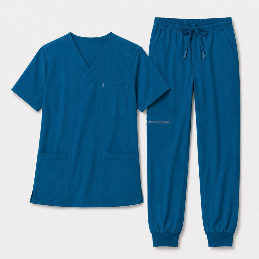 Men's V-Neck Scrubs Set – Stretch Jogger Pant, 8 Pockets, Yoga Waistband | Regular & Tall - LSScrubs