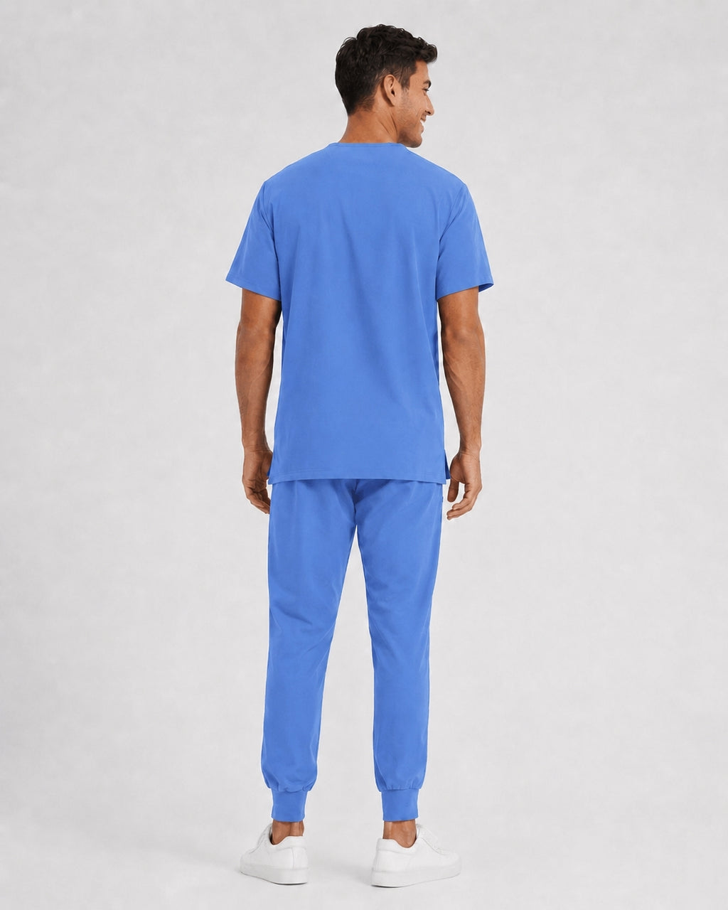 Men's V-Neck Scrubs Set – Stretch Jogger Pant, 8 Pockets, Yoga Waistband | Regular & Tall