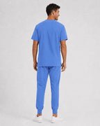 Men's V-Neck Scrubs Set – Stretch Jogger Pant, 8 Pockets, Yoga Waistband | Regular & Tall
