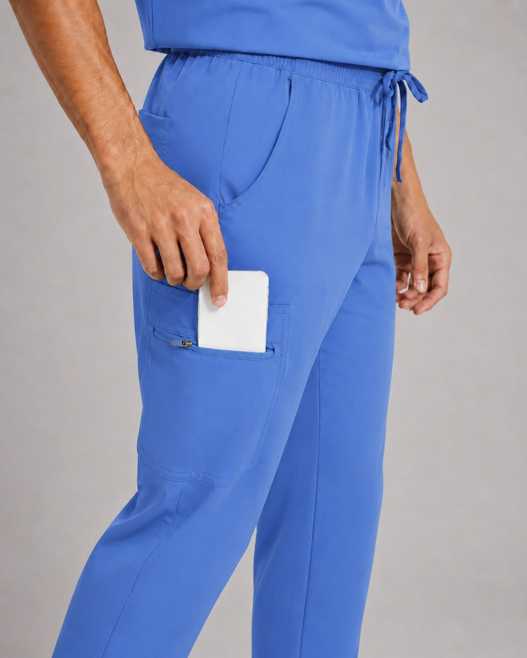 Men's V-Neck Scrubs Set – Stretch Jogger Pant, 8 Pockets, Yoga Waistband | Regular & Tall