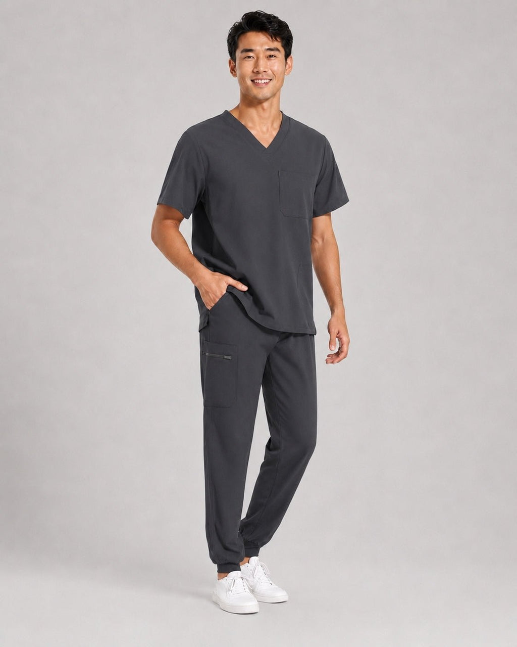 Men's V-Neck Scrubs Set – Stretch Jogger Pant, 8 Pockets, Yoga Waistband | Regular & Tall - LSScrubs