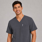 Men's V-Neck Scrubs Set – Stretch Jogger Pant, 8 Pockets, Yoga Waistband | Regular & Tall - LSScrubs