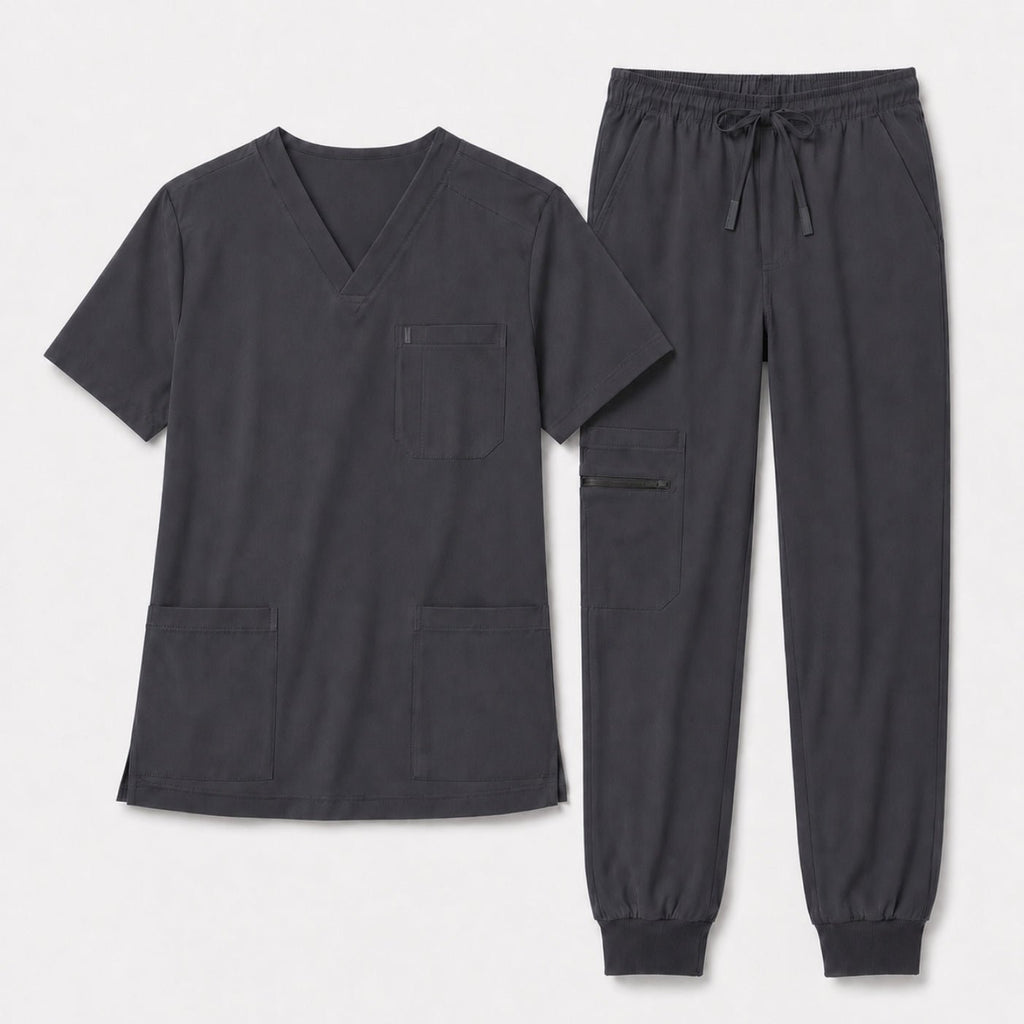 Men's V-Neck Scrubs Set – Stretch Jogger Pant, 8 Pockets, Yoga Waistband | Regular & Tall - LSScrubs
