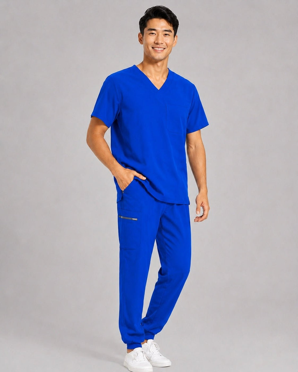 Men's V-Neck Scrubs Set – Stretch Jogger Pant, 8 Pockets, Yoga Waistband | Regular & Tall - LSScrubs